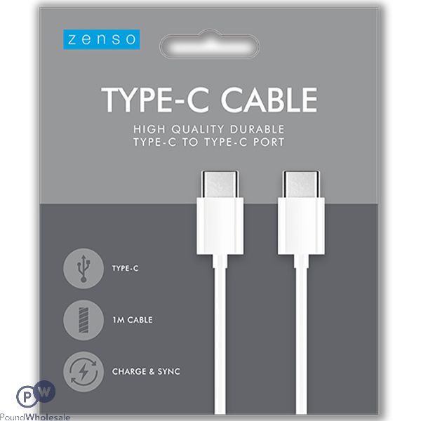 Zenso White Type-C to Type-C Cable 1m