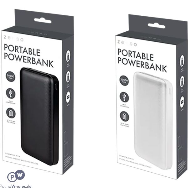 Zenso Portable 20,000mah Power Bank Assorted Colours