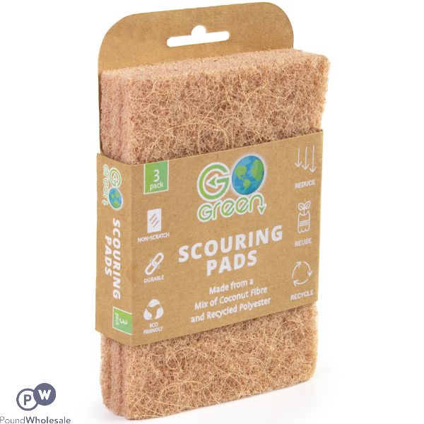 Go Green Recycled Scouring Pads 3 Pack