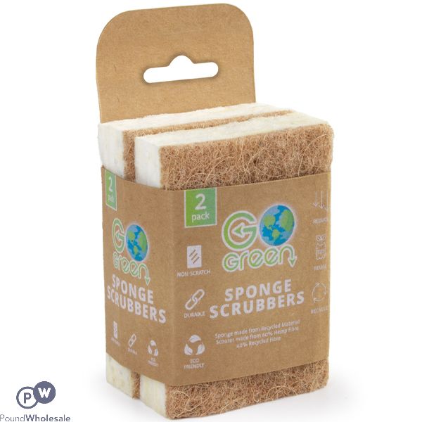 Go Green Recycled Sponge Scrubbers 2 Pack