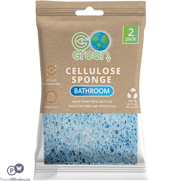 Go Green Recycled Cellulose Bathroom Sponge 2 Pack