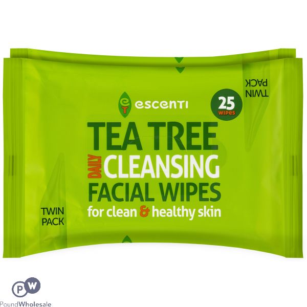 ESCENTI TEA TREE CLEANSING FACIAL WIPES