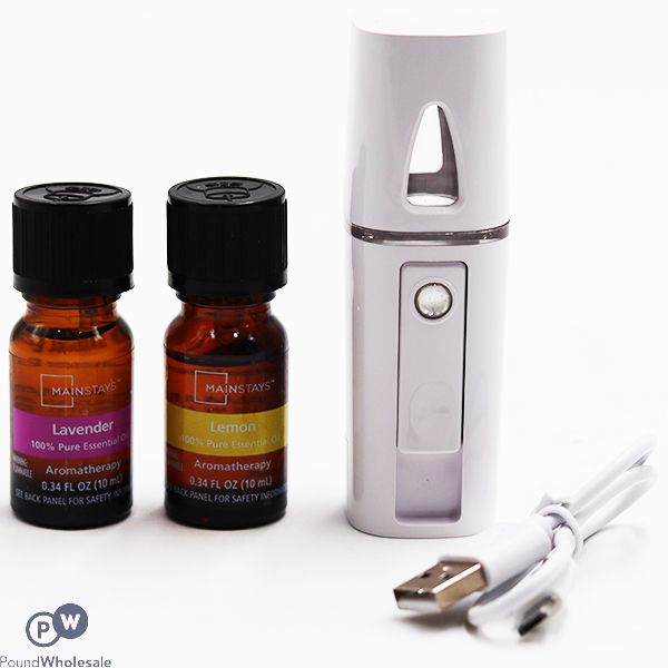 MAINSTAYS 100% PURE ESSENTIAL OIL DIFFUSER SET 3PC