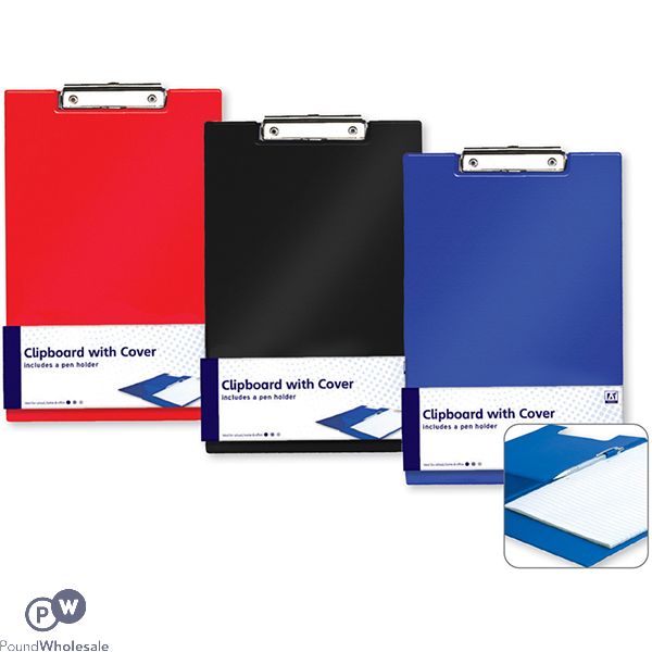 A4 Clipboard With Cover Assorted Colours