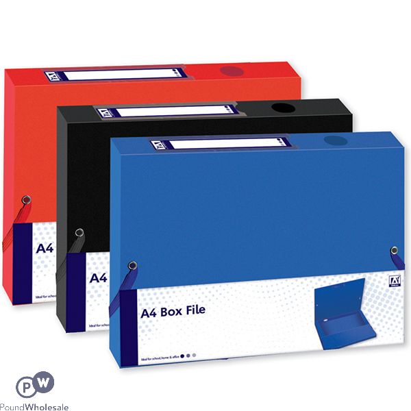 A4 BOX FILE ELASTIC CORNERS 3 ASSORTED COLOURS