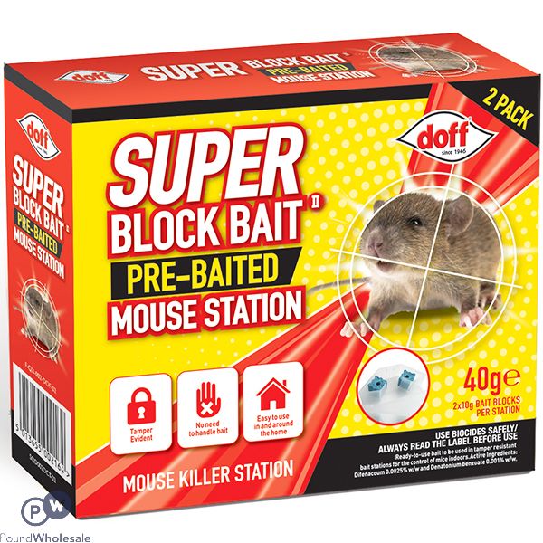 DOFF SUPER PRE-BAITED BLOCK BAIT MOUSE STATION 2 PACK