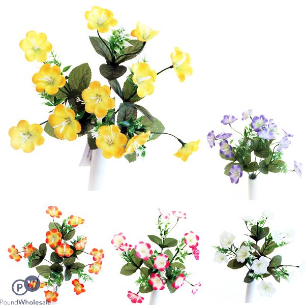 Wild Blossom Mix Bush Artificial Flower Stems 6pc Assorted Colours