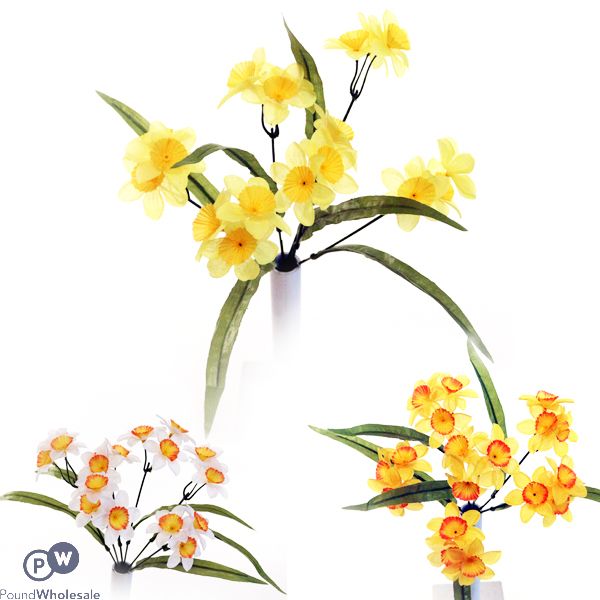 Mini Daffodil Bush Artificial Flowers Assorted Colours