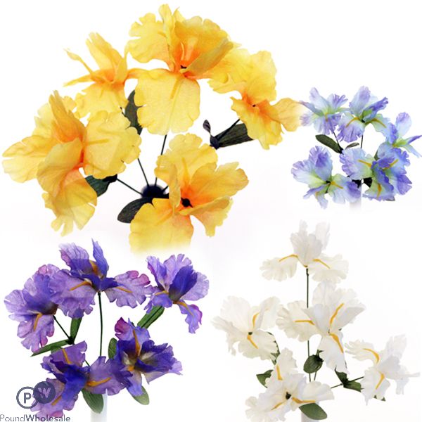 Iris Bush Artificial Flowers Assorted Colours