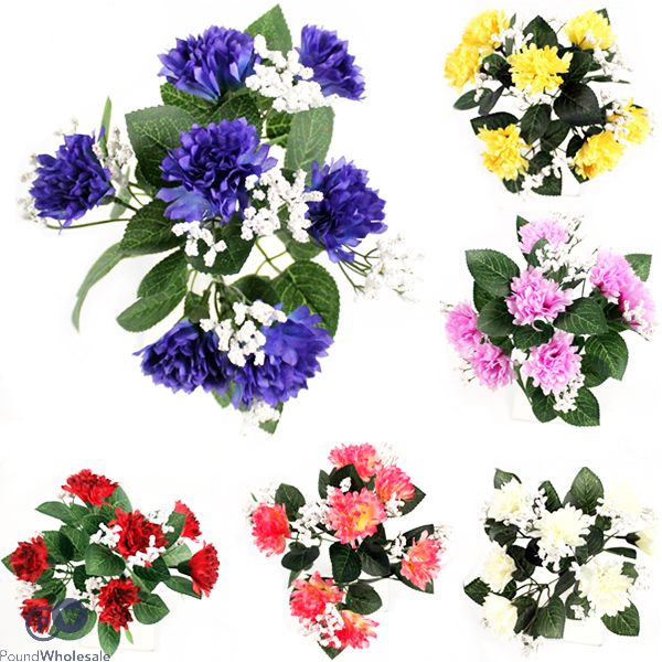 CARNATION BUSH ARTIFICIAL FLOWERS ASSORTED COLOURS