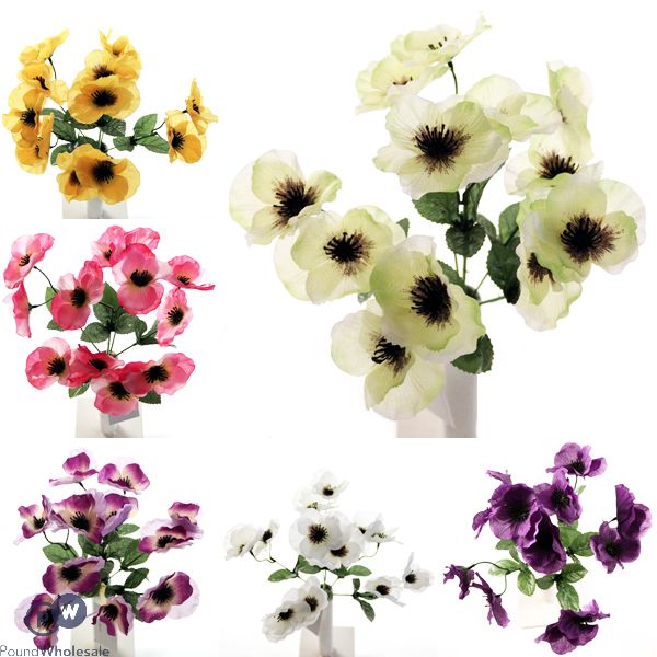 Pansy Bush Artificial Flowers Assorted Colours