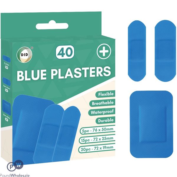 Did Assorted Breathable Waterproof Blue Plasters 40 Pack