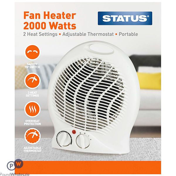 Status 2000w Upright White Fan Heater