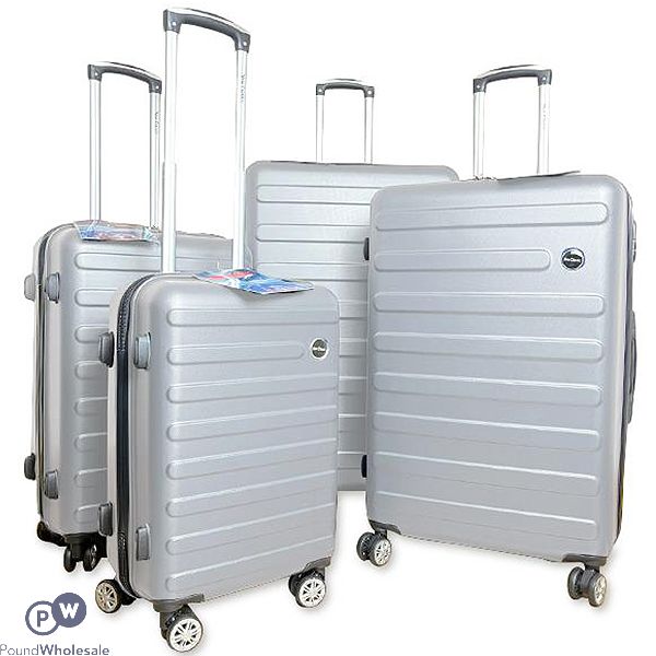 New Classic Silver 8 Wheel Abs Hard Suitcase Luggage Set 4pc