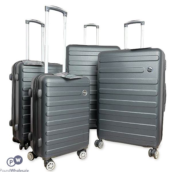 New Classic Black 8 Wheel Abs Hard Suitcase Luggage Set 4pc