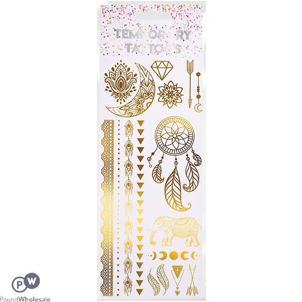 Assorted Metallic Temporary Gold Tattoos