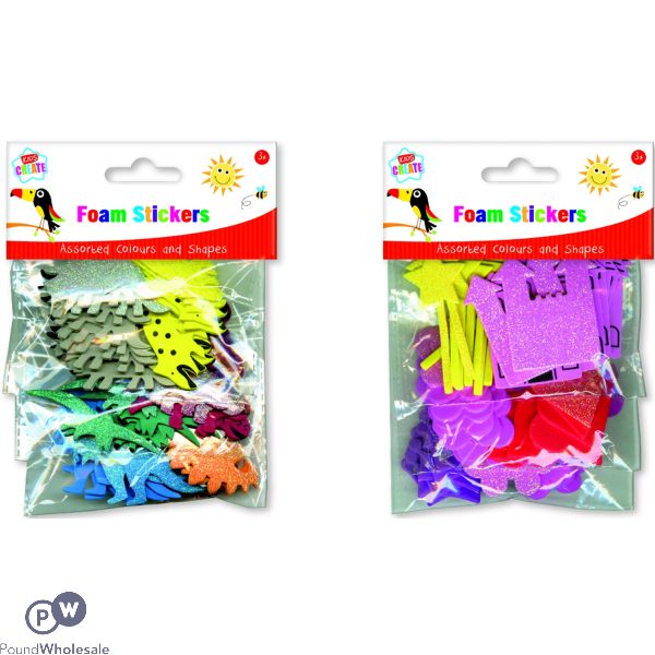 KIDS CREATE FOAM STICKERS ASSORTED COLOURS & SHAPES