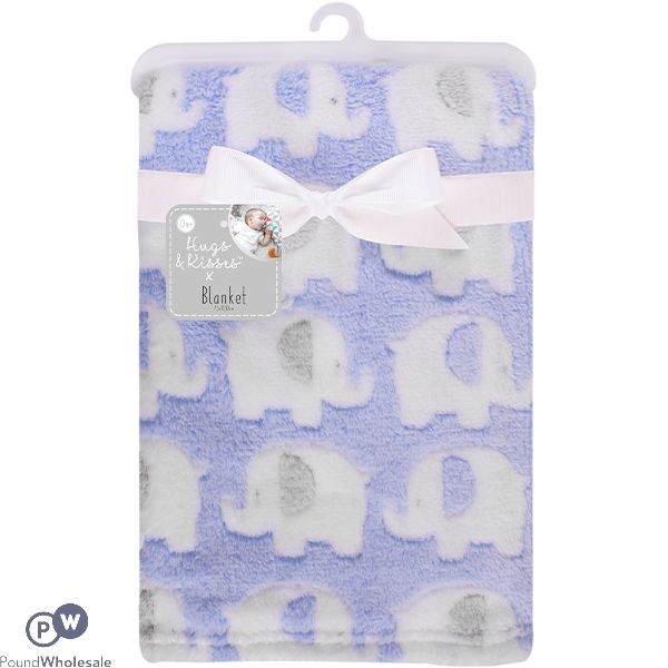 Hugs & Kisses Elephant Baby Blanket 70cm X 90cm
