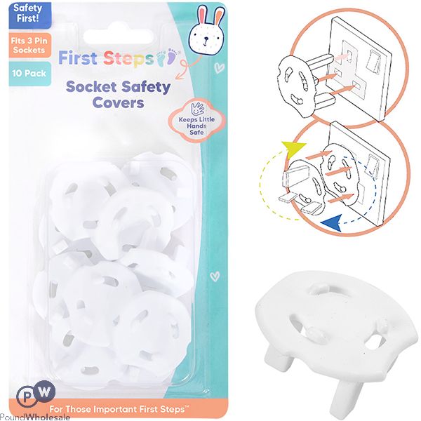 First Safety 3 Pin Socket Safety Covers 10 Pack