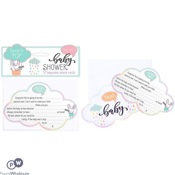 BABY SHOWER KEEPSAKE ADVICE CARDS 12 PACK