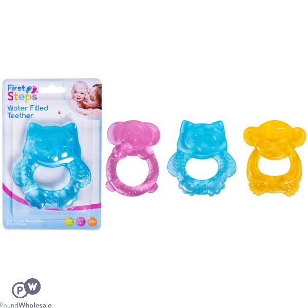 First Steps Water Filled Animal Baby Teether 3 Assorted