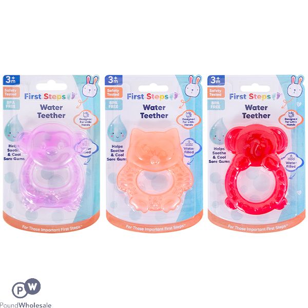 First Steps Water Filled Animal Baby Teether 3 Assorted