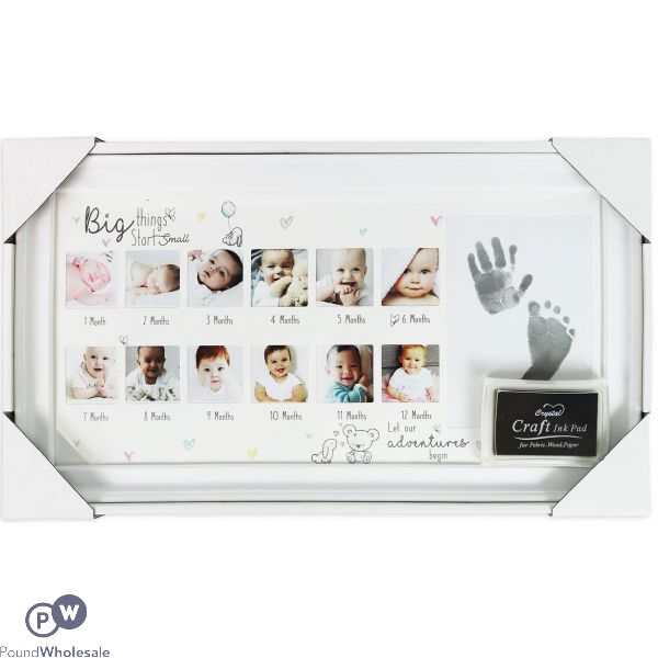 HUGS & KISSES HAND & FOOT PRINT KIT 12 MONTH FRAME