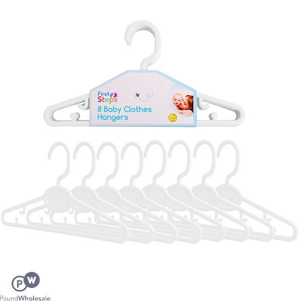 FIRST STEPS WHITE BABY CLOTHES HANGERS 8PK