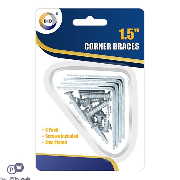 DID CORNER BRACES 1.5" WITH SCREWS 4 PACK