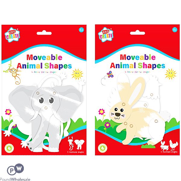 KIDS CREATE MOVEABLE ANIMAL SHAPES ASSORTED