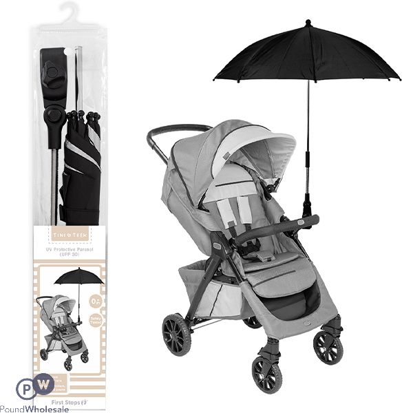 First Steps Tini Trek Black Universal Uv Upf 30 Sunshade Pram Parasol