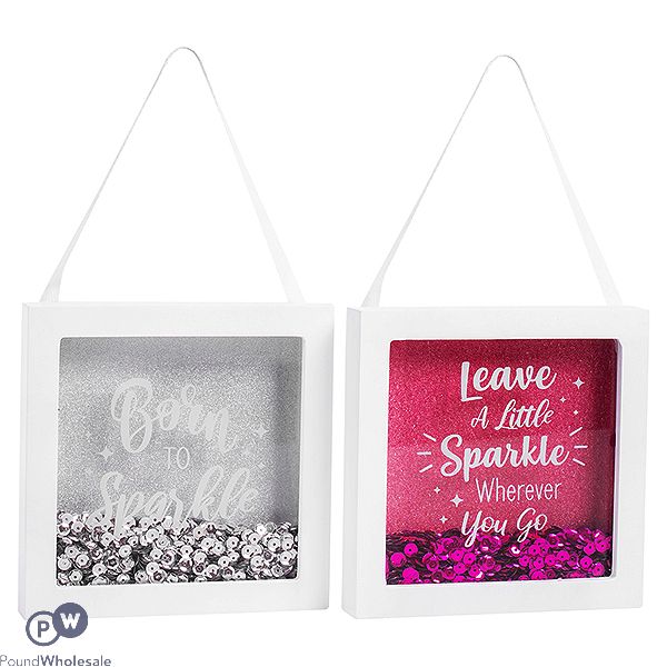 Hugs & Kisses Quote & Glitter Box Frame Assorted