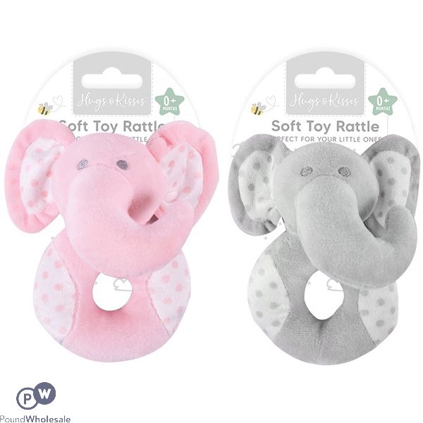 Hugs & Kisses Baby Rattle Plush Toy Assorted