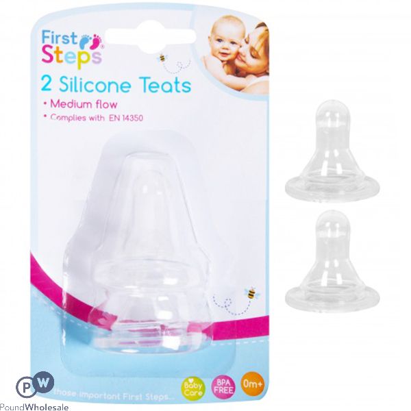 FIRST STEPS SILICONE TEATS MEDIUM FLOW 2 PACK