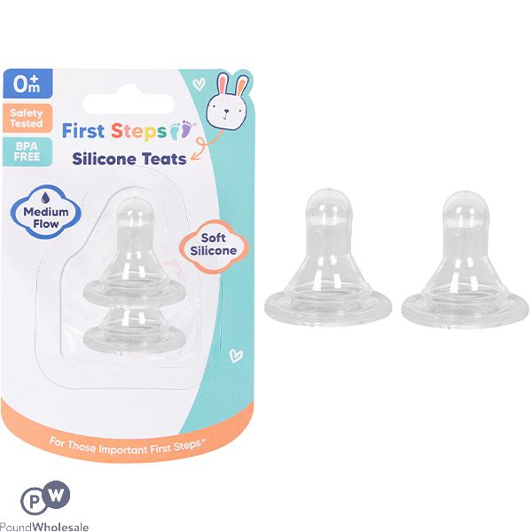 First Steps Medium Flow Silicone Teats 2 Pack