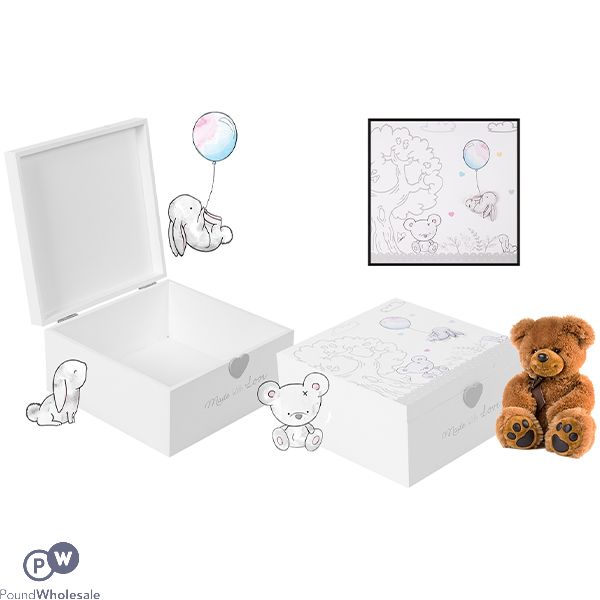 HUGS & KISSES BABY WOODEN MEMORIES KEEPSAKE BOX