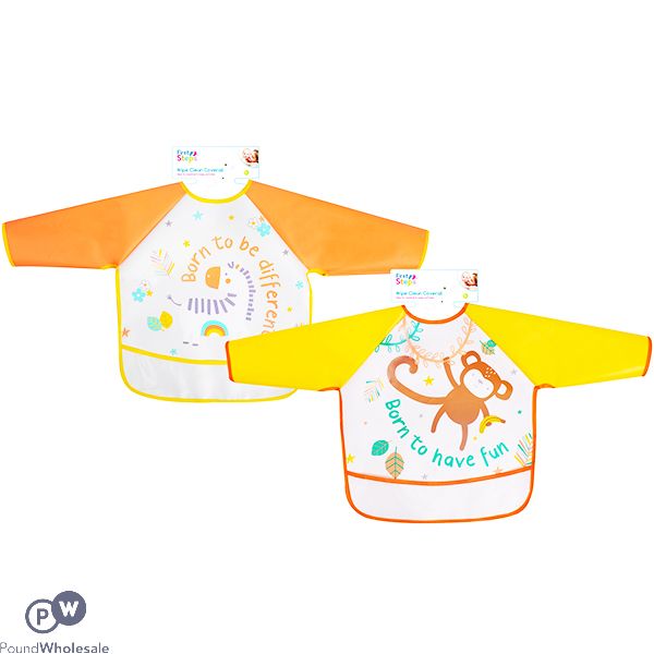 First Steps Wipe-Clean Coverall Baby Bib Assorted