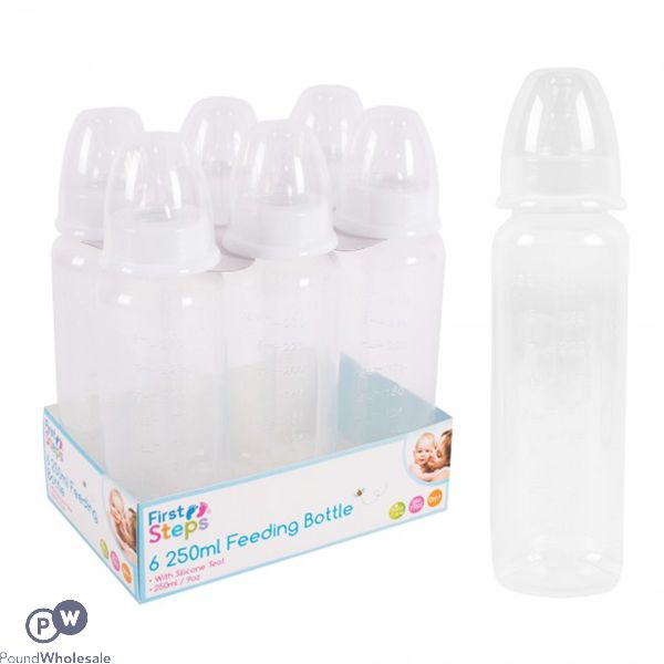 FIRST STEPS CLEAR BABY BOTTLES 250ML 6 PACK