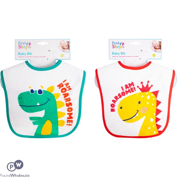 FIRST STEPS DINOSAUR BABY BIB ASSORTED