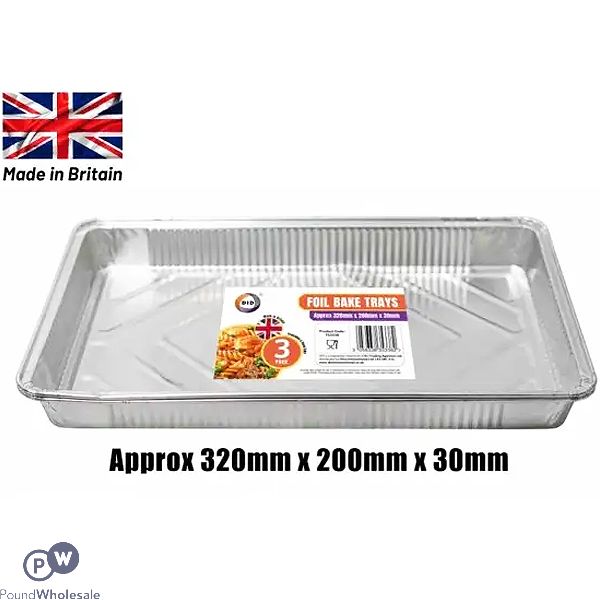 Did Foil Bake Trays 3 Pack 32cm X 20cm X 3cm