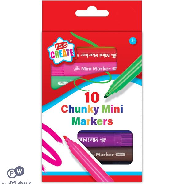 Kids Create Assorted Colour Chunky Mini Markers 10 Pack