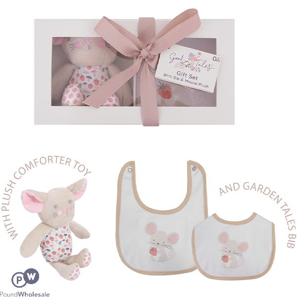 Hugs & Kisses Garden Tales Cotton Bib & Teddy Gift Set