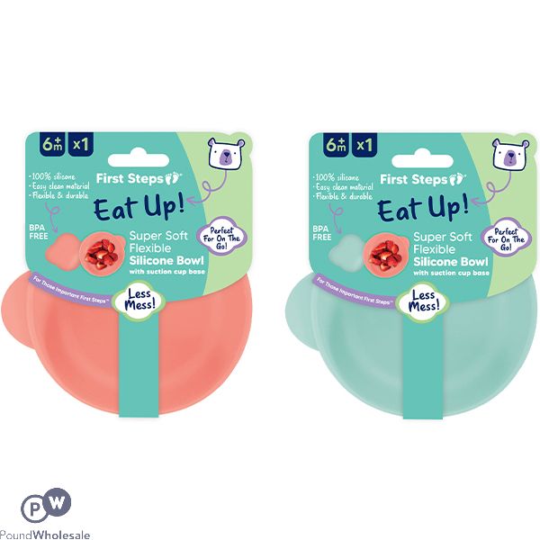 First Steps Super Soft Flexible Silicone Suction Divider Baby Plate 19.5cm Assorted Colours