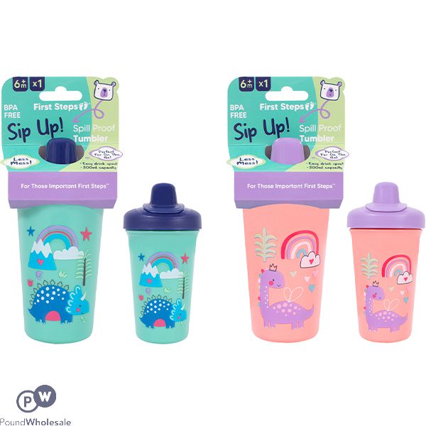 First Steps Decorated Dinosaur Spill-proof Baby Tumbler 300ml Assorted