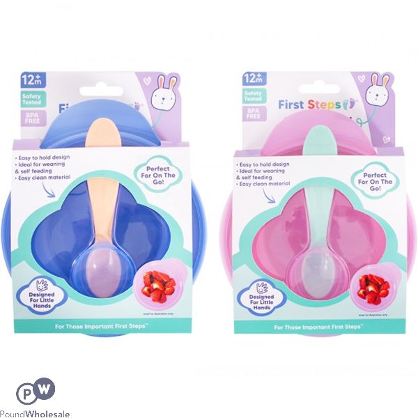 First Steps Travel Feeding Bowl With Lid And Spoon Assorted