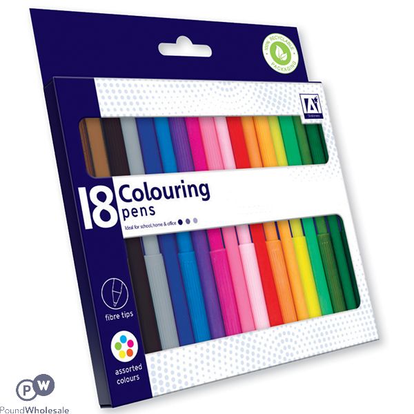 FIBRE TIPS COLOURING PENS ASSORTED COLOURS 18 PACK