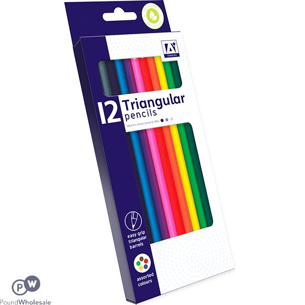 Triangular Colouring Pencils Assorted Colours 12 Pack