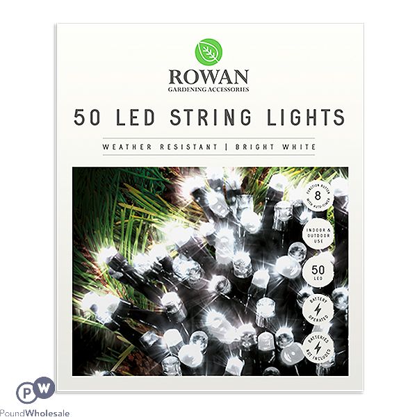 ROWAN BRIGHT WHITE 50 LED GARDEN STRING LIGHTS 5M