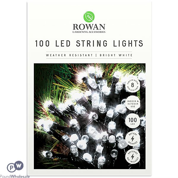 ROWAN BRIGHT WHITE 100 LED GARDEN STRING LIGHTS 10M