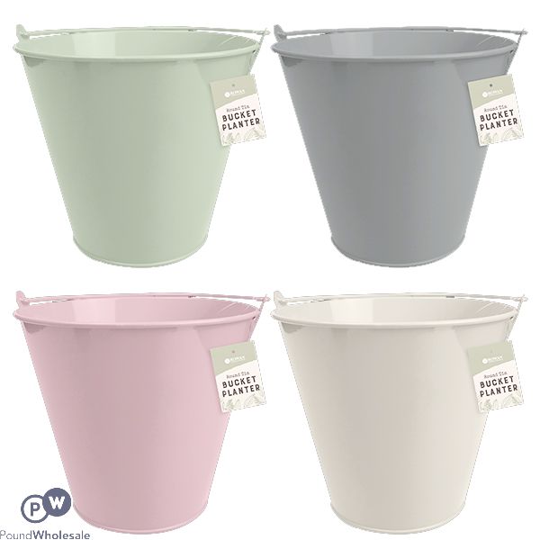 Rowan Round Tin Bucket Planter 15cm X 16.5cm Assorted Colours